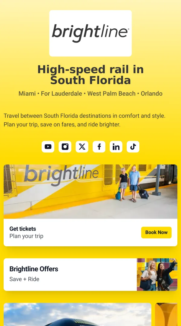 Brightline — Turismo link in bio page made with ShowPage