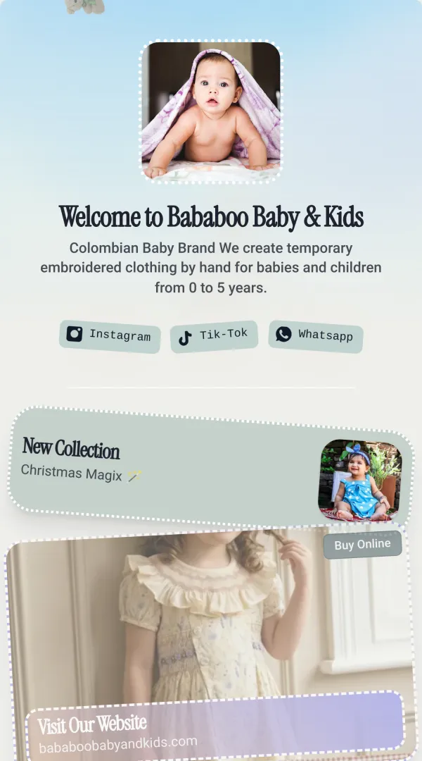 Bababoo — Moda link in bio page made with ShowPage